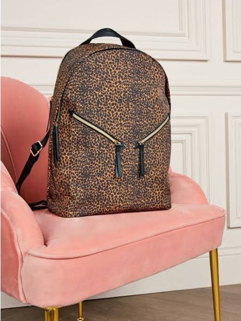 Stella & Dot Leopard Print Backpack in Brown and Black